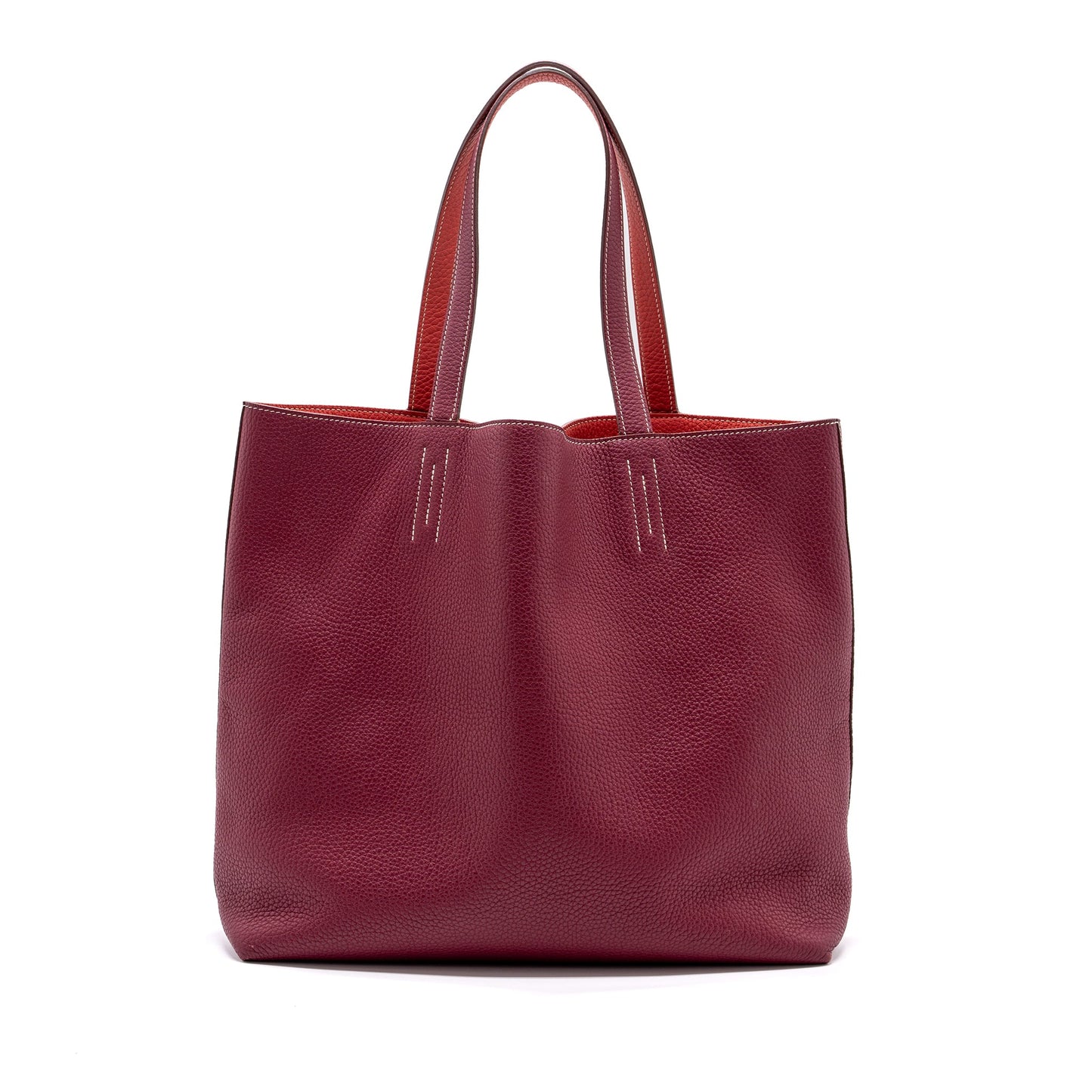 Hermes Double Sens Bag Clemence Dark Red/ Multicolour Stamp square N