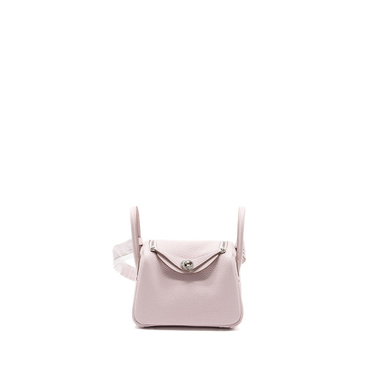 Hermes mini Lindy clemence mauve pale SHW Stamp B