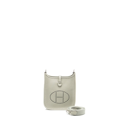 Hermes mini Evelyn Clemence Gris neve SHW Stamp B