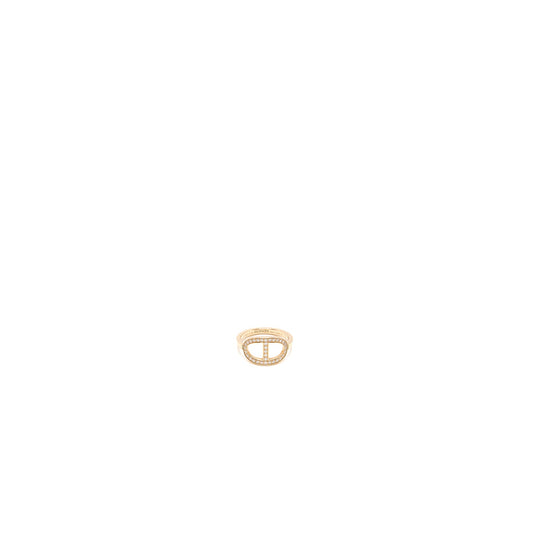 Hermes Size 50 Chaine d'ancre Contour Ring, Medium Model Rose Gold,Diamonds