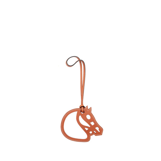 Hermes Horse Head Leather Bag Charm Brown
