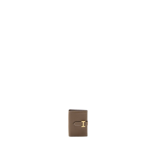 Hermes Bearn Compact Wallet Chevre Mysore Etoupe GHW Stamp B