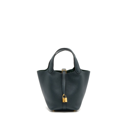 Hermes picotin 18 lock bag clemence vert cypres GHW stamp U