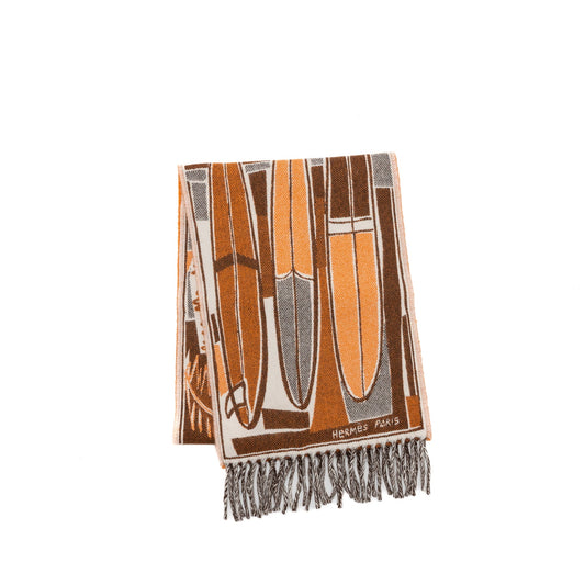 Hermes Sea, Surf and Fun Muffler Cashmere Orange/Brun/Ivoire