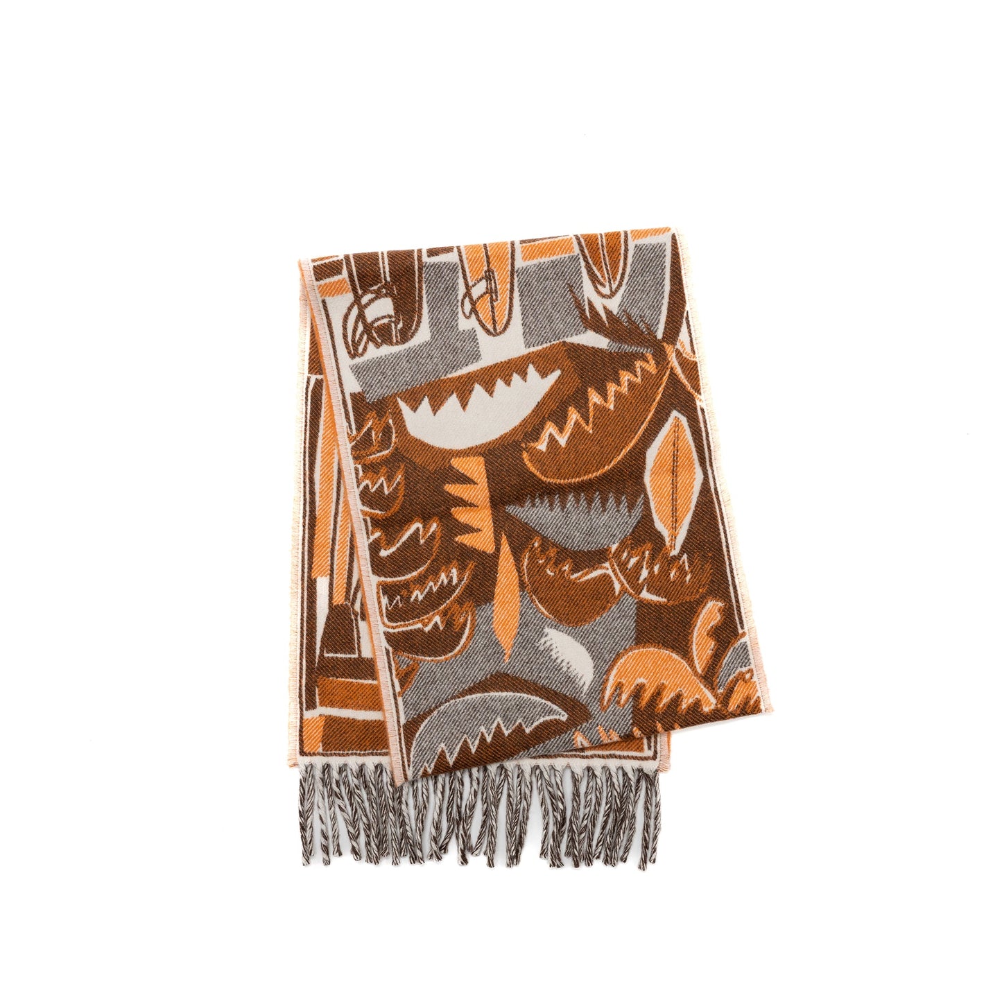 Hermes Sea, Surf and Fun Muffler Cashmere Orange/Brun/Ivoire