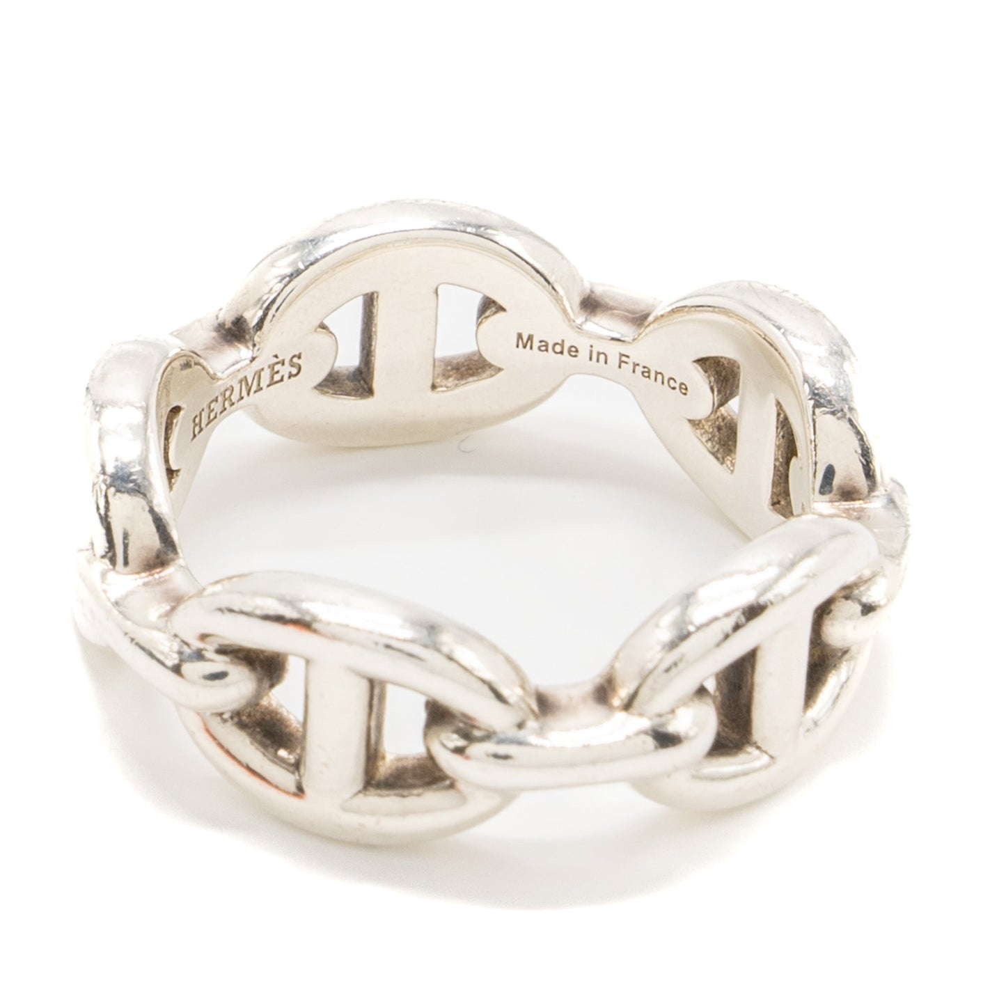 Hermes Size 53 Chaine D’ Ancre Enchainee Ring Small Model Silver
