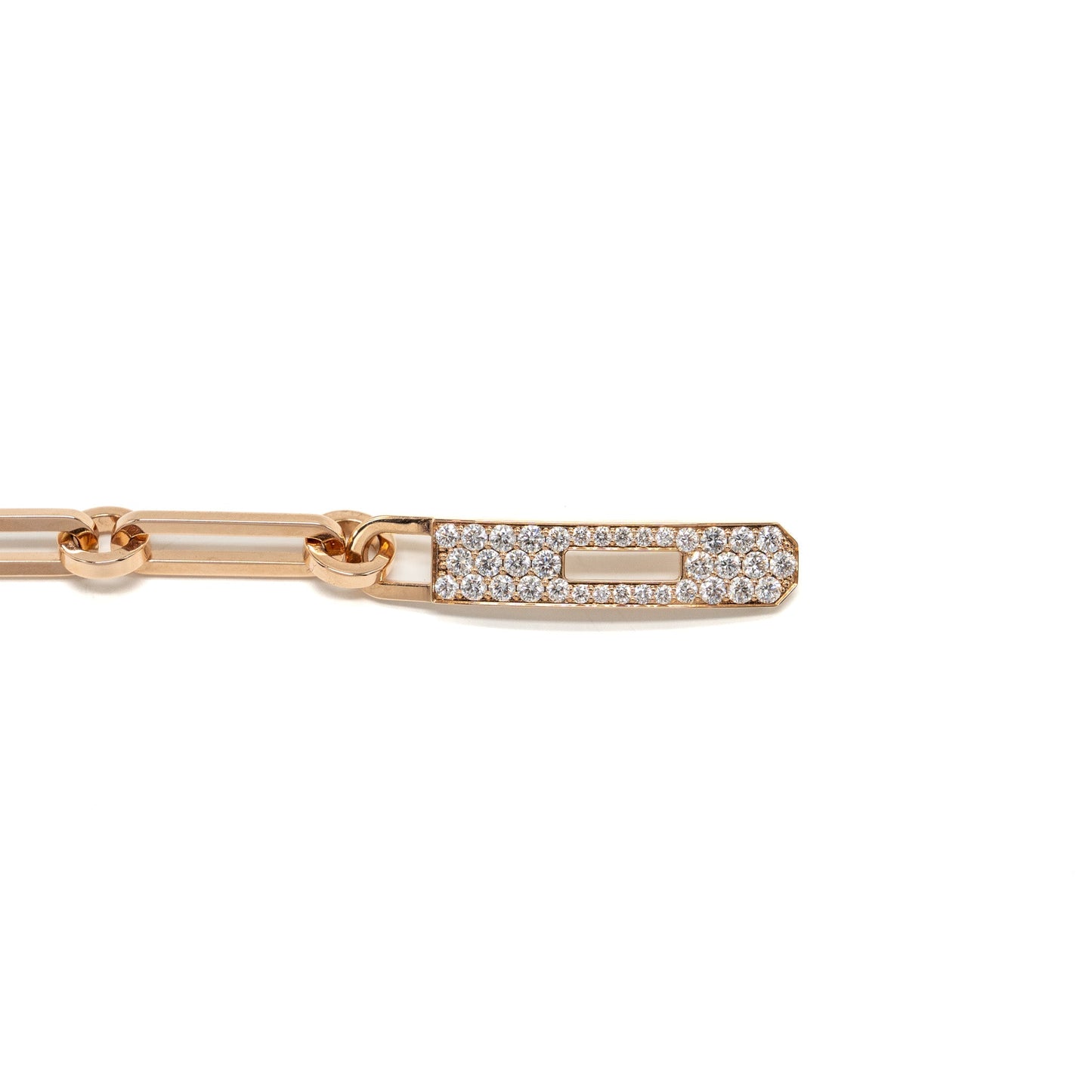 Hermes Size SH Kelly Chaine Bracelet, Small Model Rose Gold,Diamonds