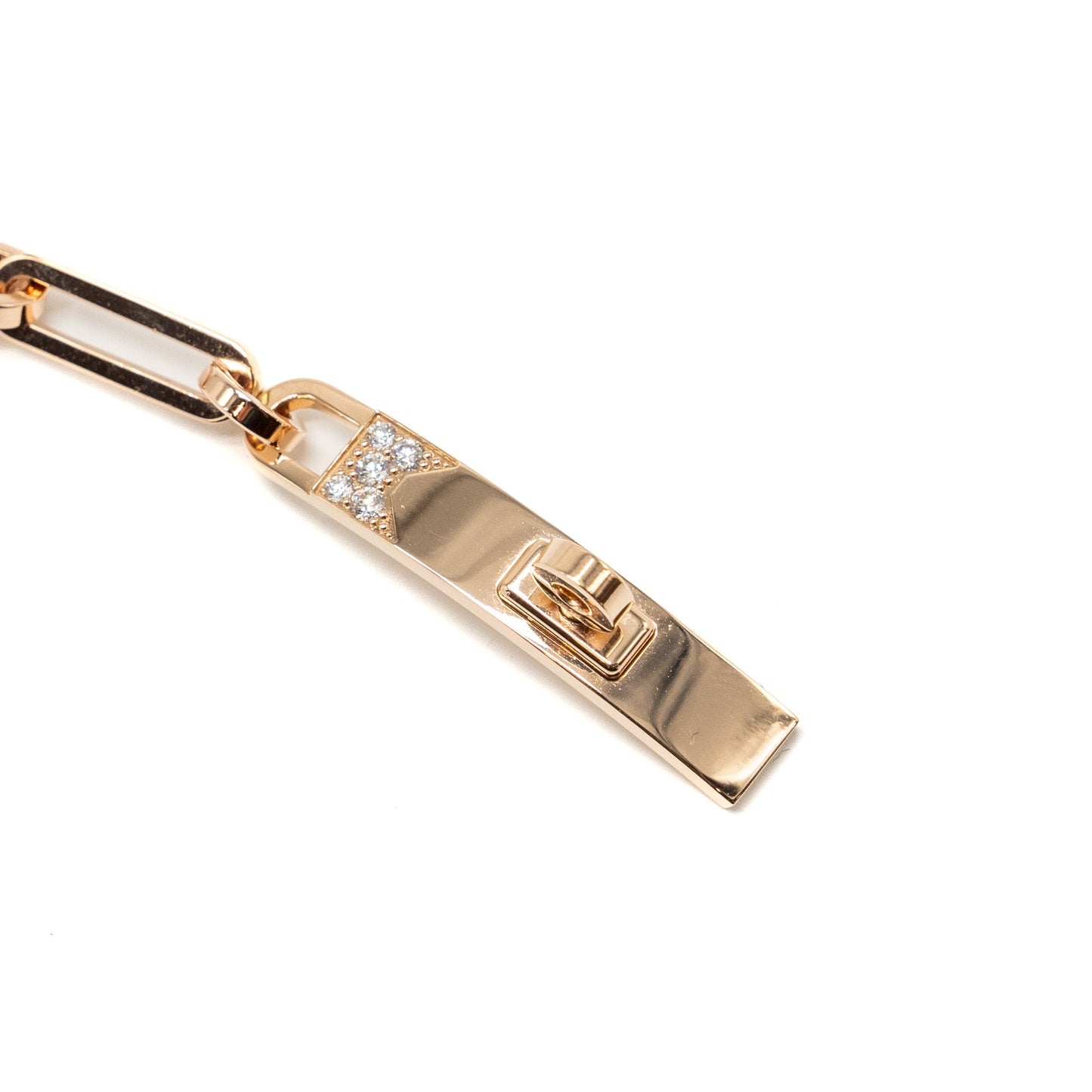 Hermes Size SH Kelly Chaine Bracelet, Small Model Rose Gold,Diamonds