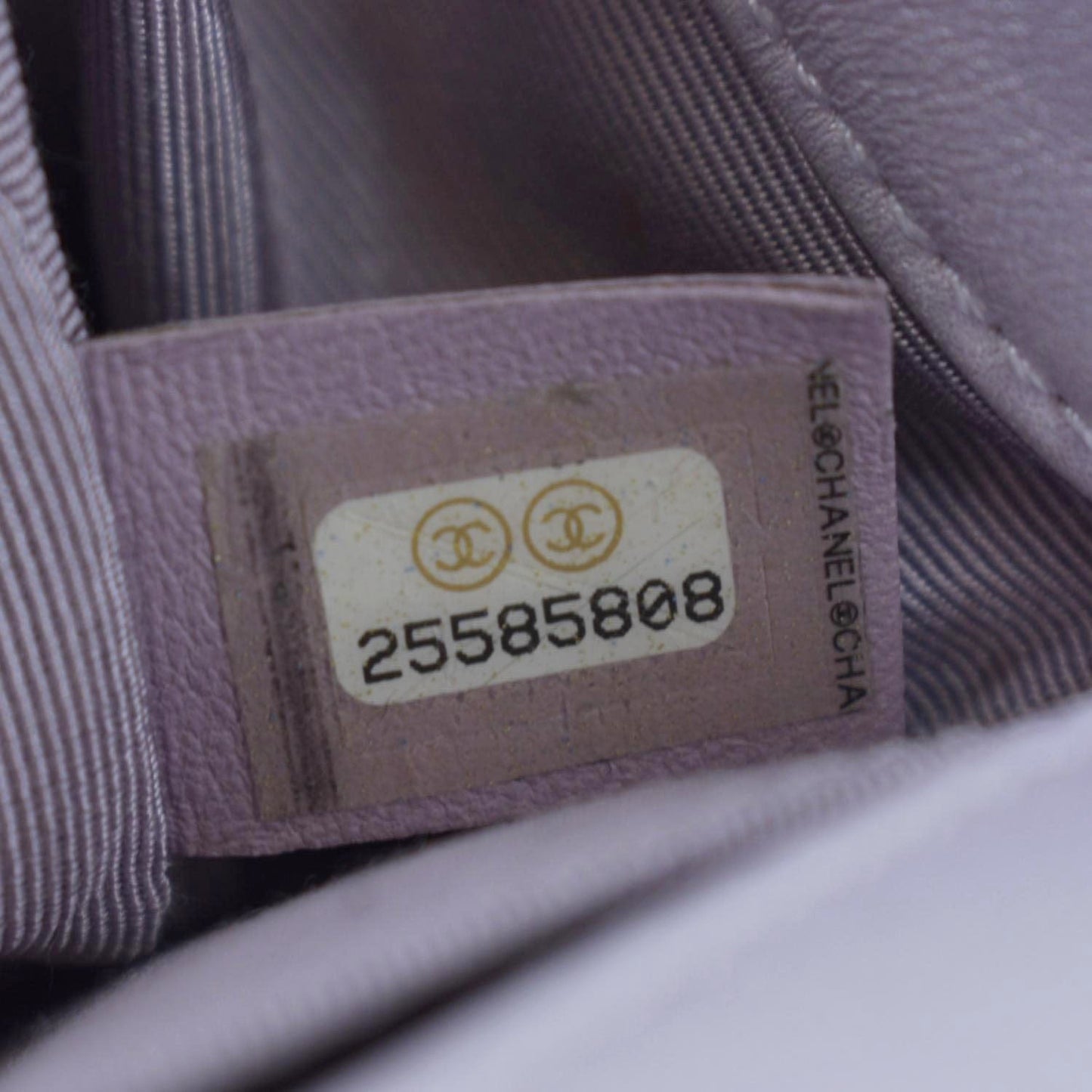 CHANEL Medium Boy Flap Metallic Chevron Shoulder Bag Light Purple