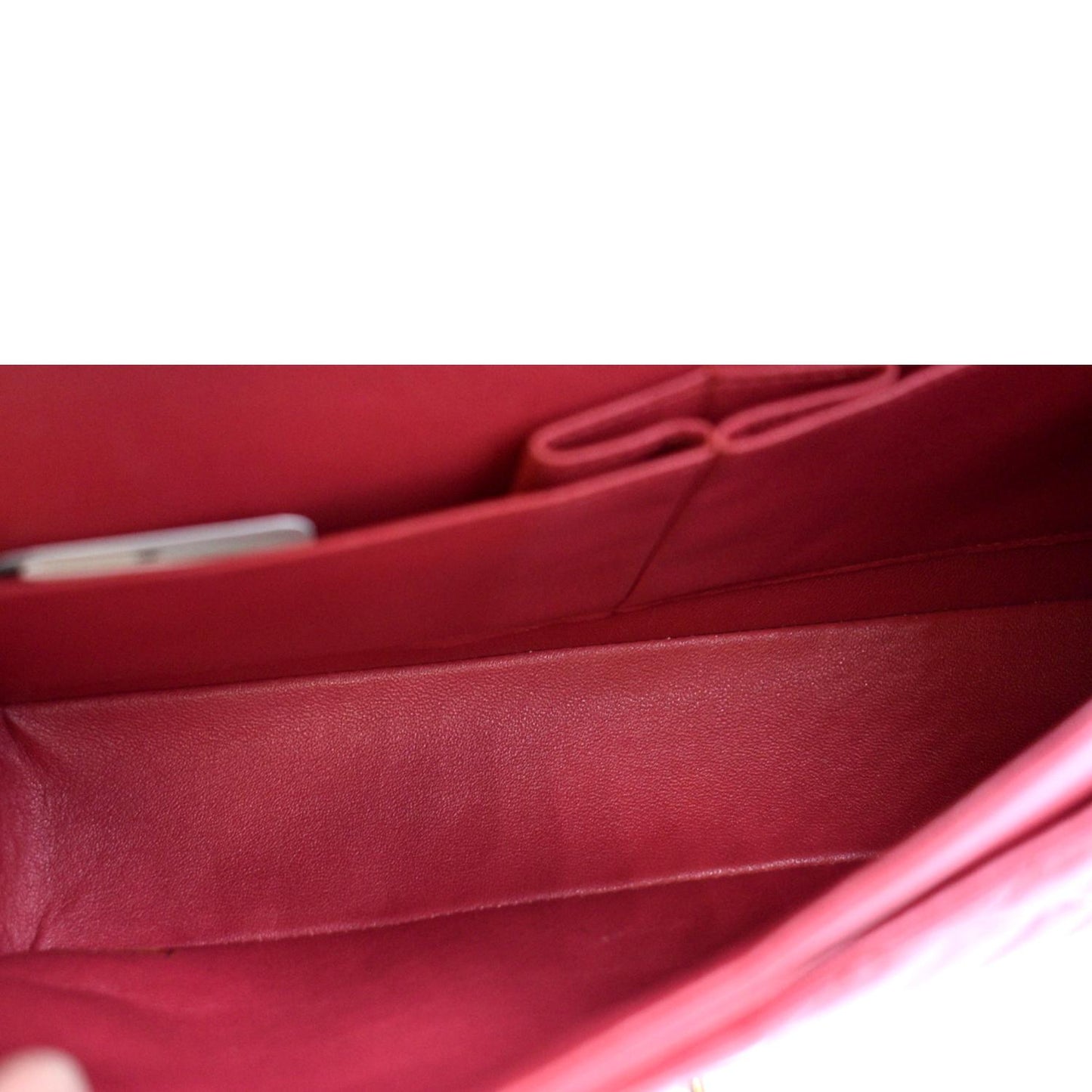 CHANEL Classic Medium Double Flap Quilted Leather Shoulder Bag Red