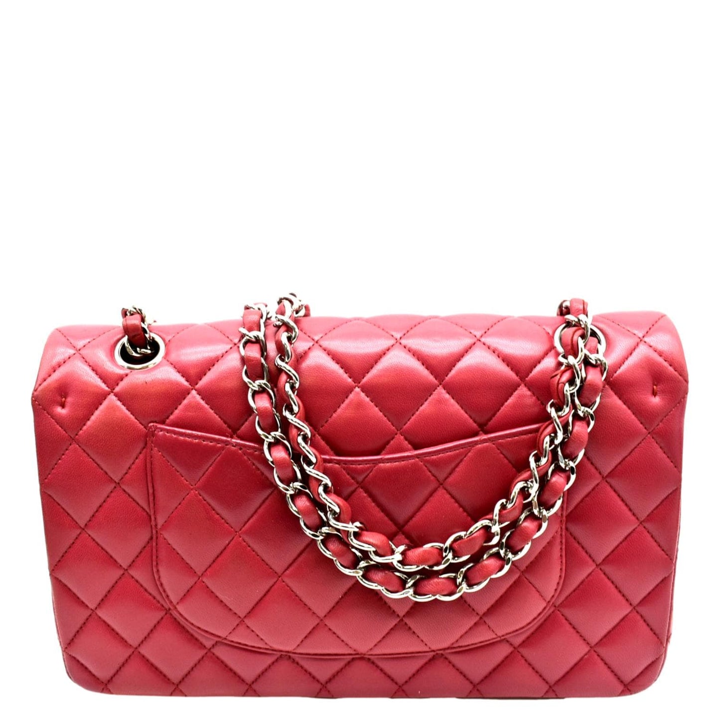 CHANEL Classic Medium Double Flap Quilted Leather Shoulder Bag Red