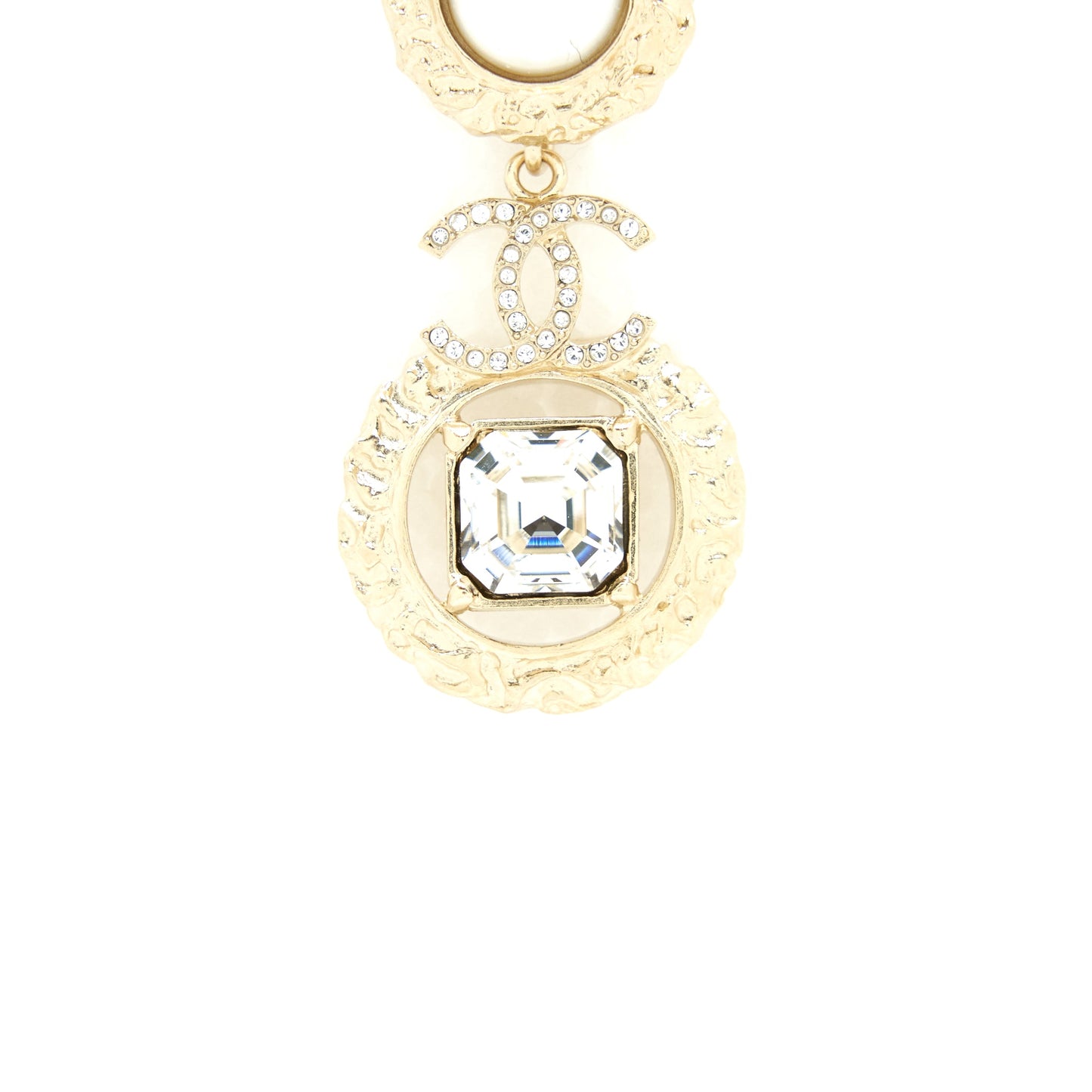 Chanel CC Logo With Pearls And Square Crystals Earrings LGHW