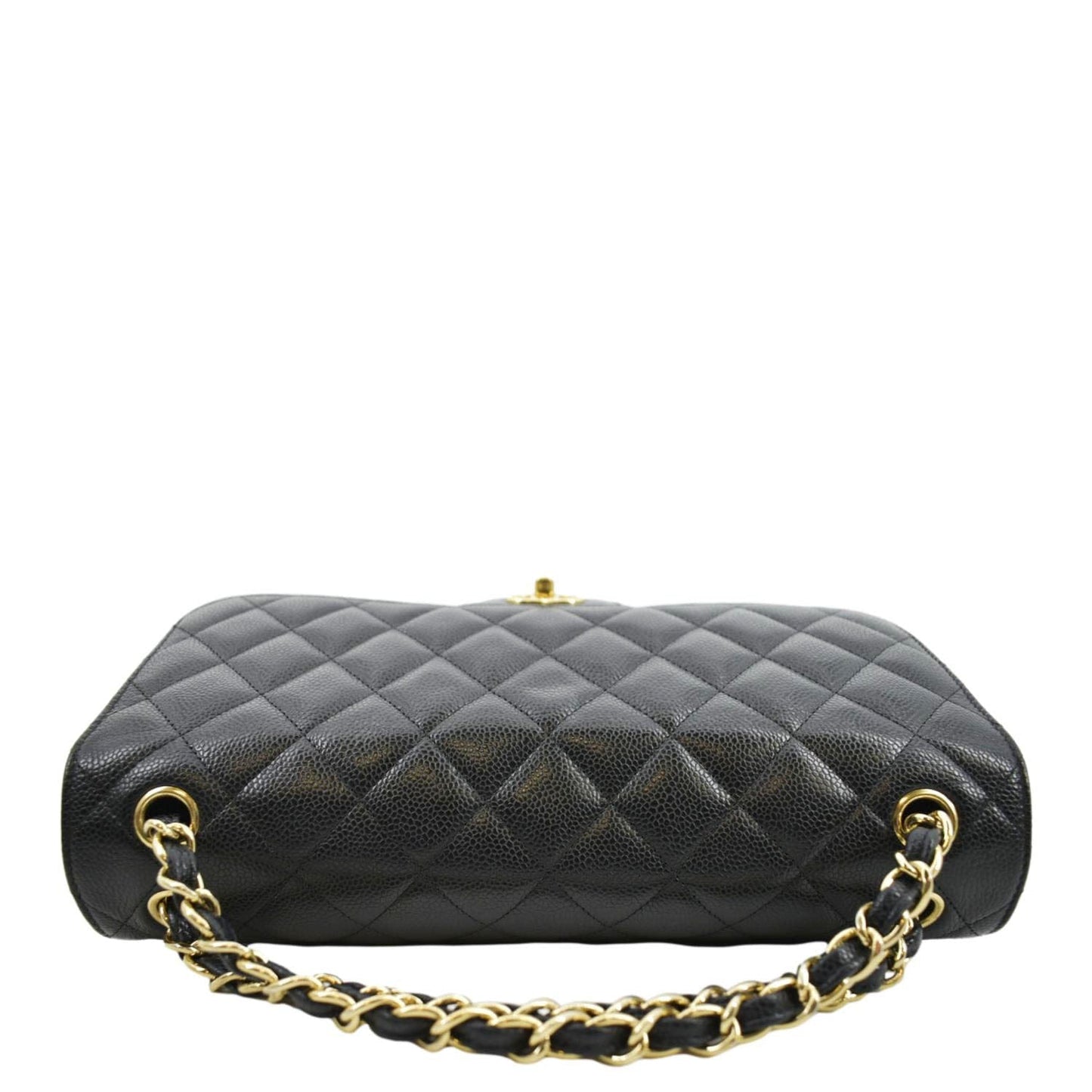 CHANEL Classic Jumbo Double Flap Quilted Caviar Leather Shoulder Bag Black