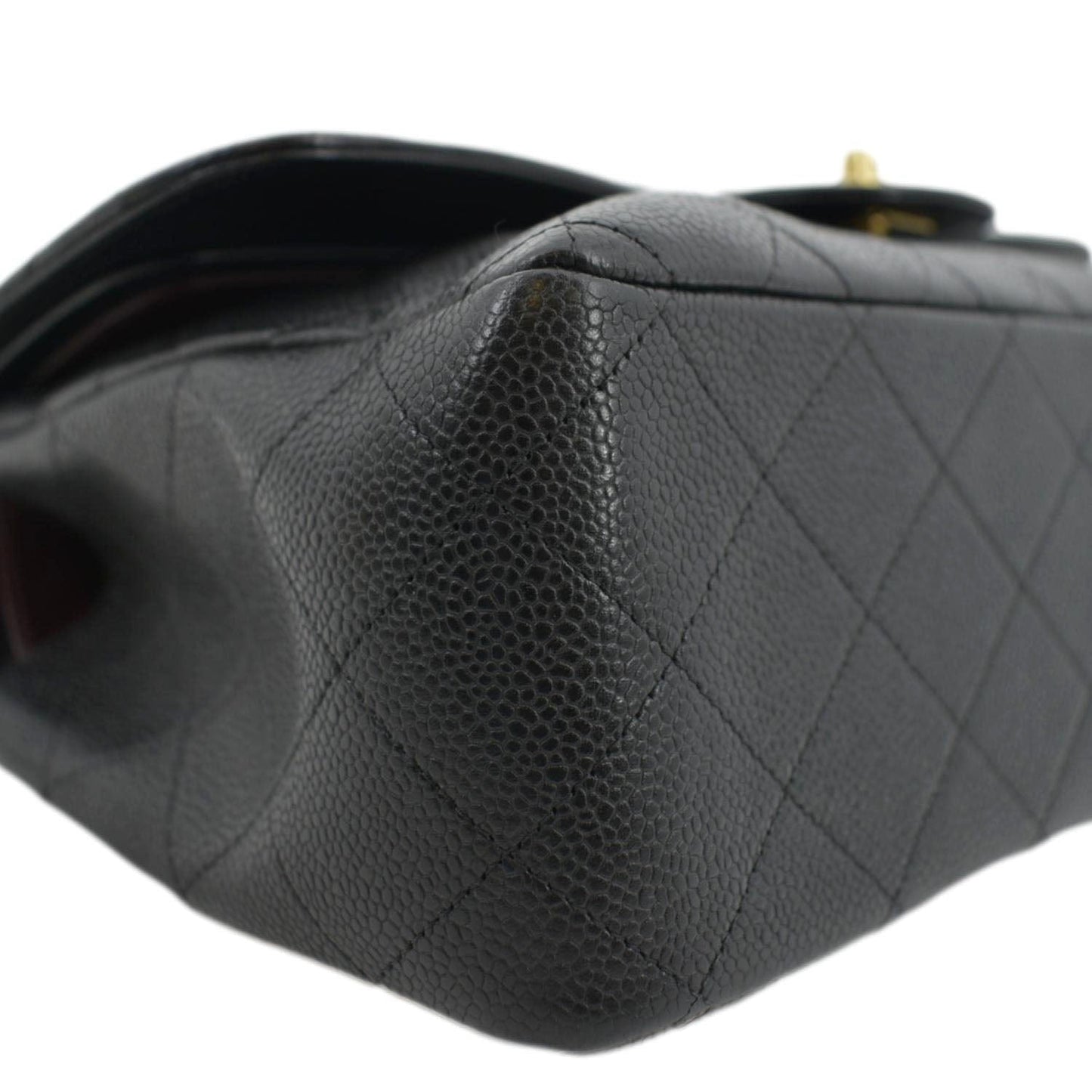 CHANEL Classic Jumbo Double Flap Quilted Caviar Leather Shoulder Bag Black