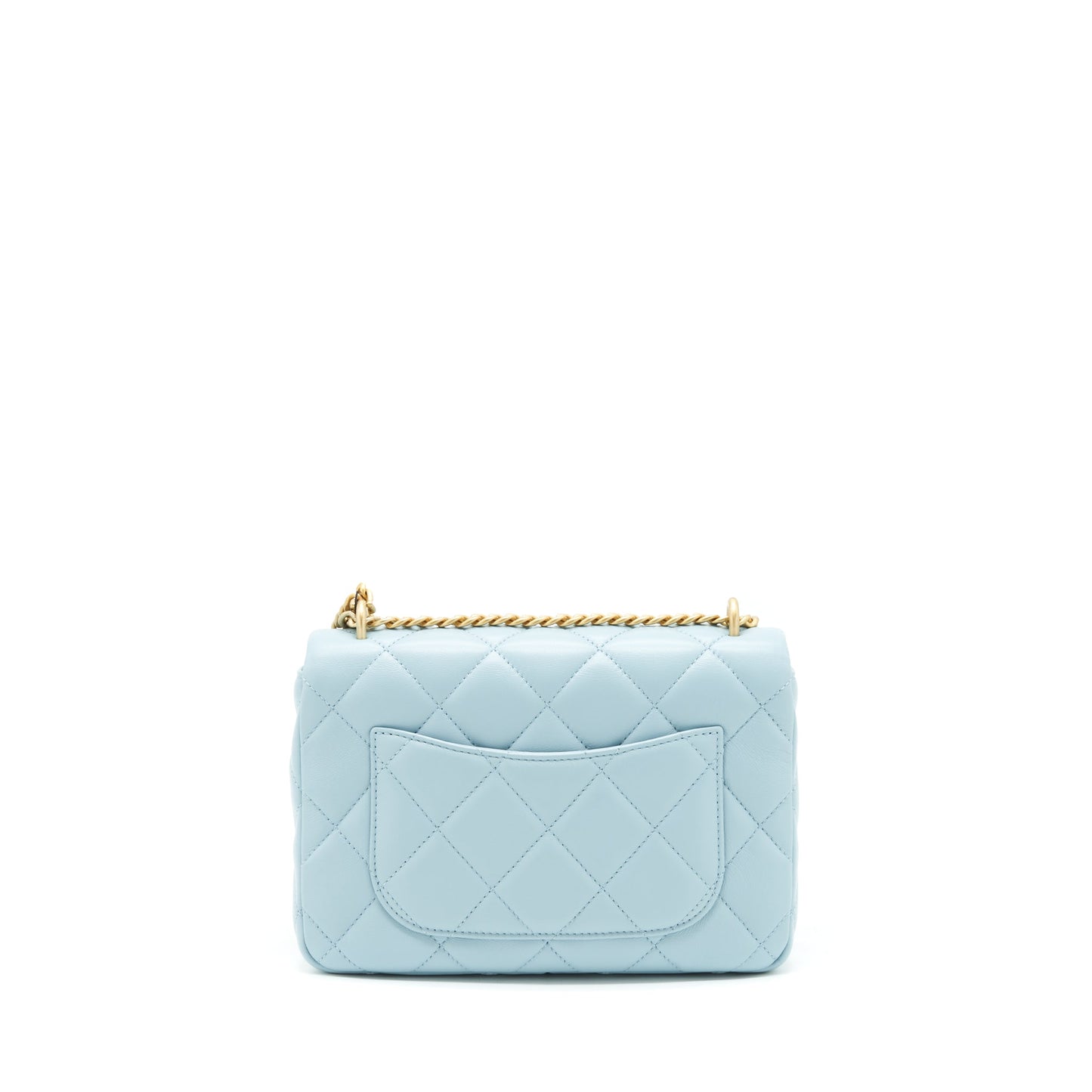 Chanel 22P Enemal Small Flap Bag Lambskin Light Blue Gold/Blue Hardware
