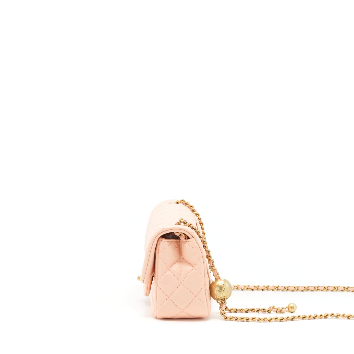 Chanel 22C Pearl Crush Mini Rectangular Flap Bag Lambskin Light Orange / Peach GHW