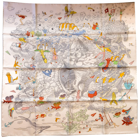 Hermes 90*90cm Scarf Silk Sur Mon Nuage Multicolour