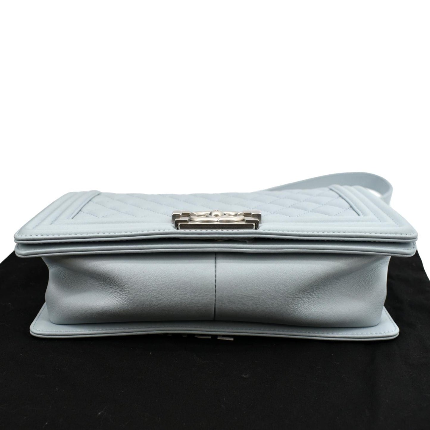 CHANEL Medium Boy Flap Quilted Leather Shoulder Bag Light Blue