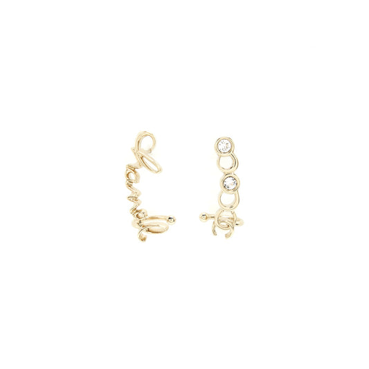 Chanel Coco Chanel Letter Earrings Light Gold Tone