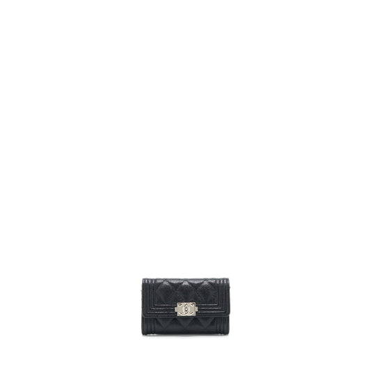Chanel Boy Card Holder Caviar Black SHW