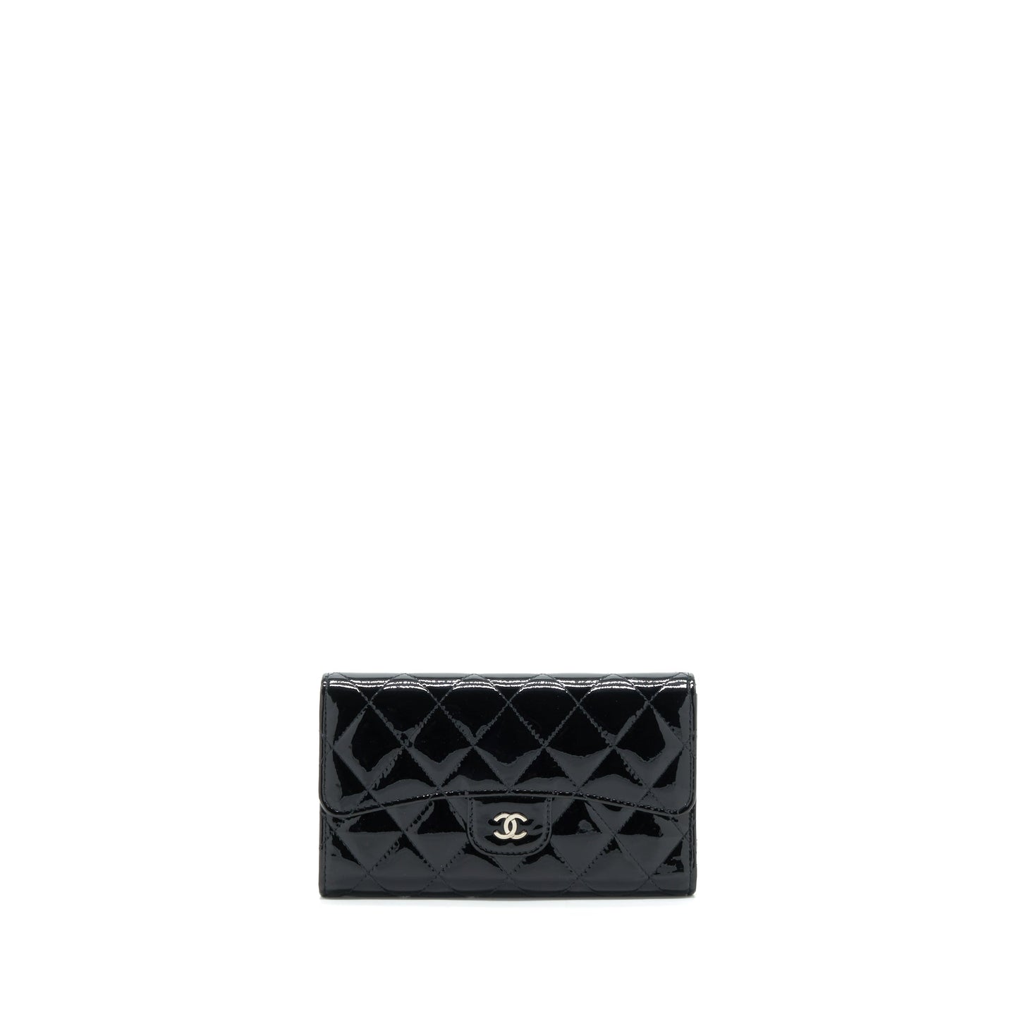 Chanel Classic Flap Long Wallet Patent Black SHW