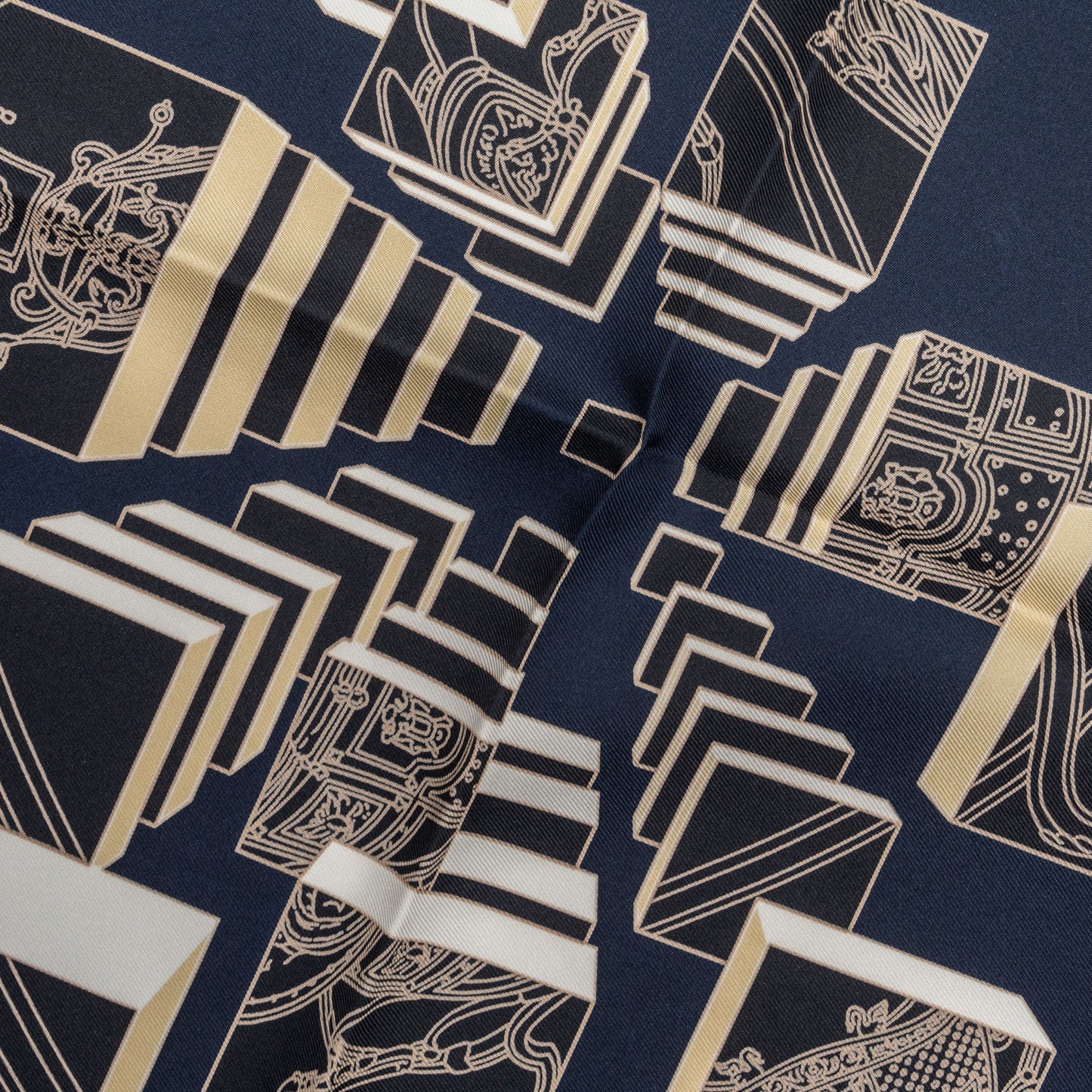 Hermes 90CM silk scarf springs springs multicolour black / navy/ white / beige