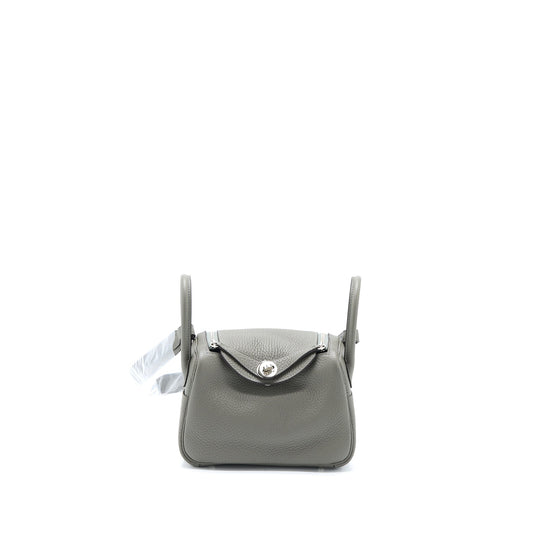 Hermes Mini Lindy Clemence 0L Gris Meyer SHW Stamp U