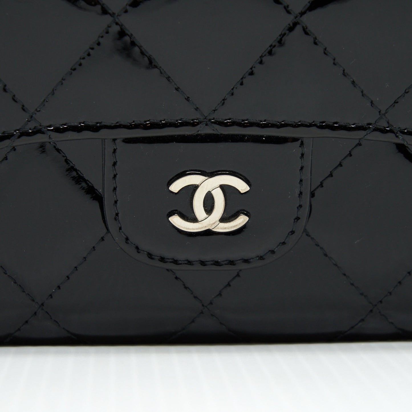 Chanel Classic Flap Long Wallet Patent Black SHW