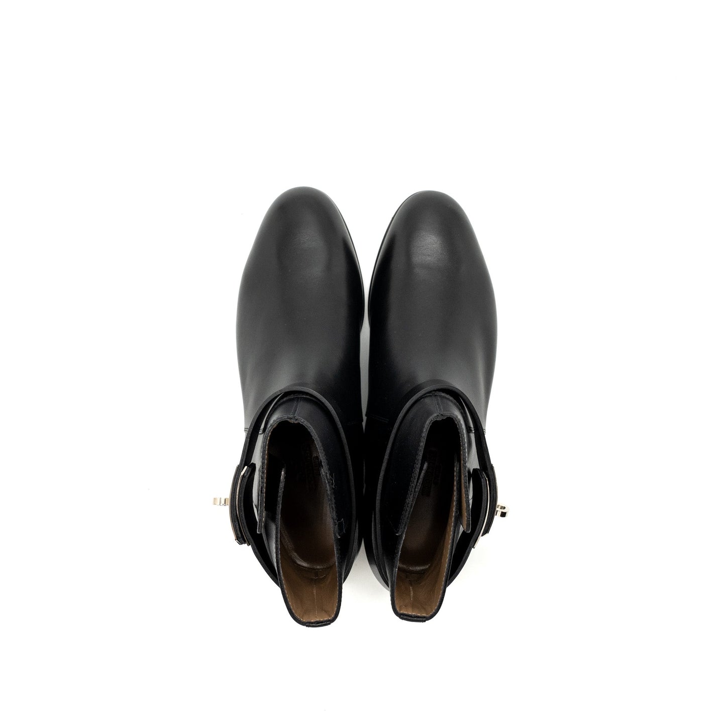 Hermes size 38 neo ankle boots calfskin black SHW