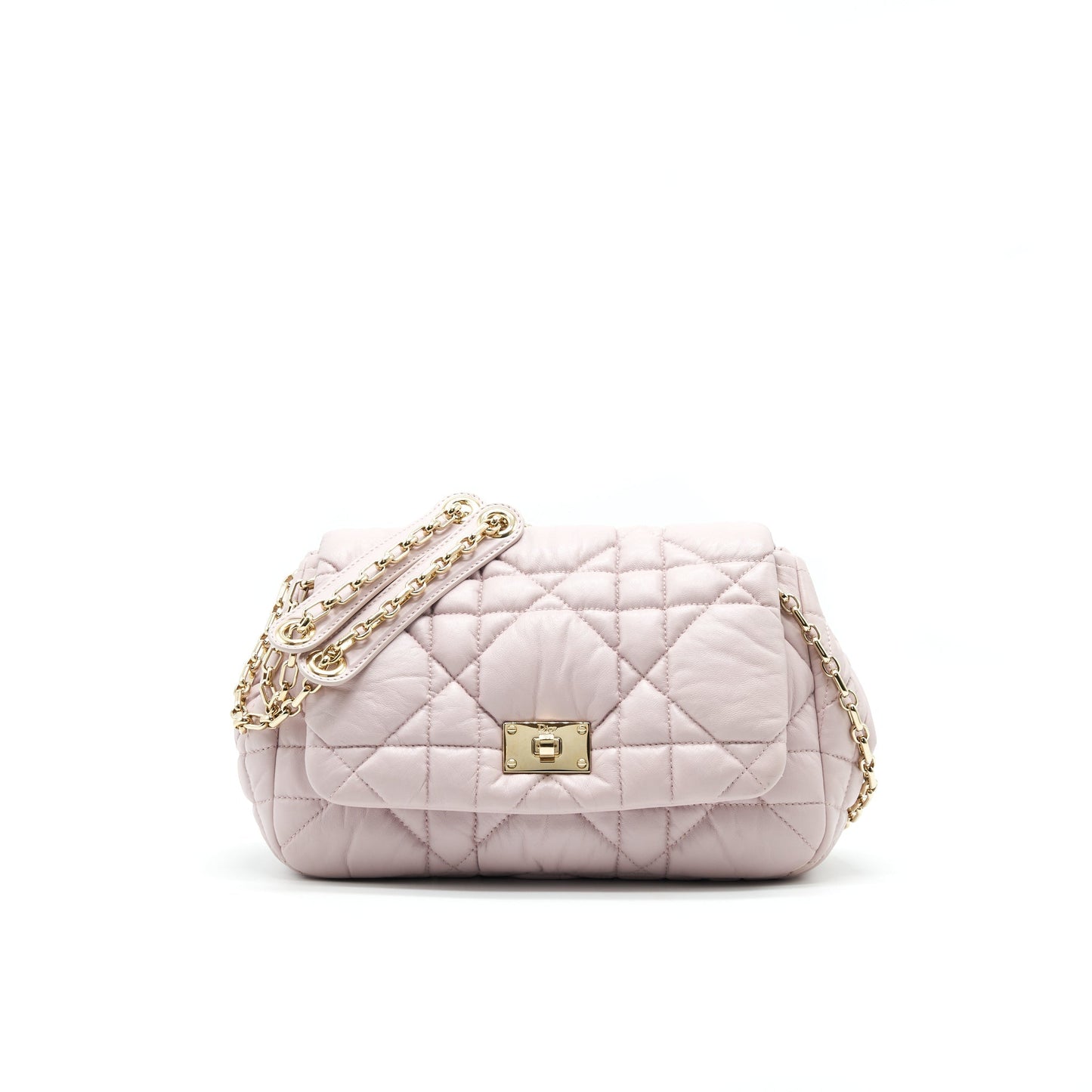 CHRISTIAN DIOR CANNAGE LEATHER FLAP BAG IN LIGHT PINK