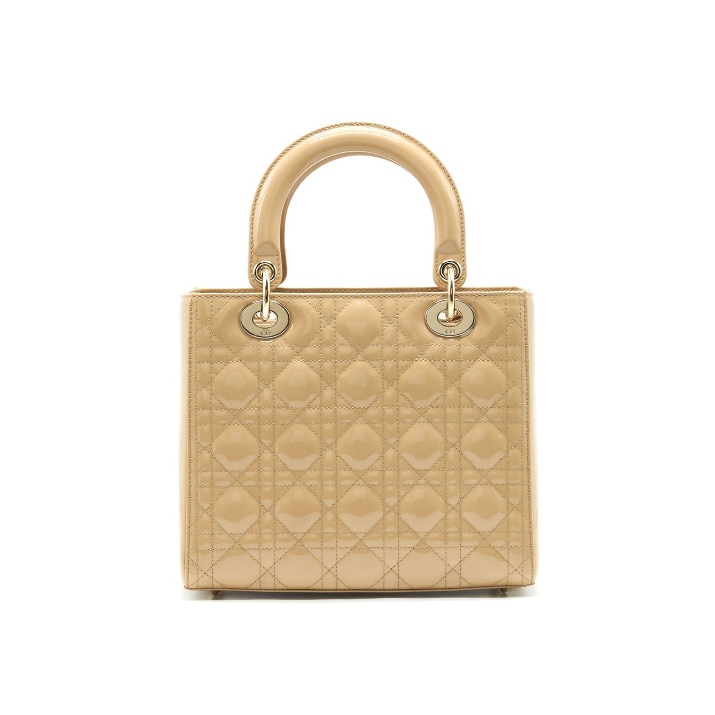 CHRISTIAN DIOR MEDIUM LADY DIOR IN PATENT LEATHER BEIGE