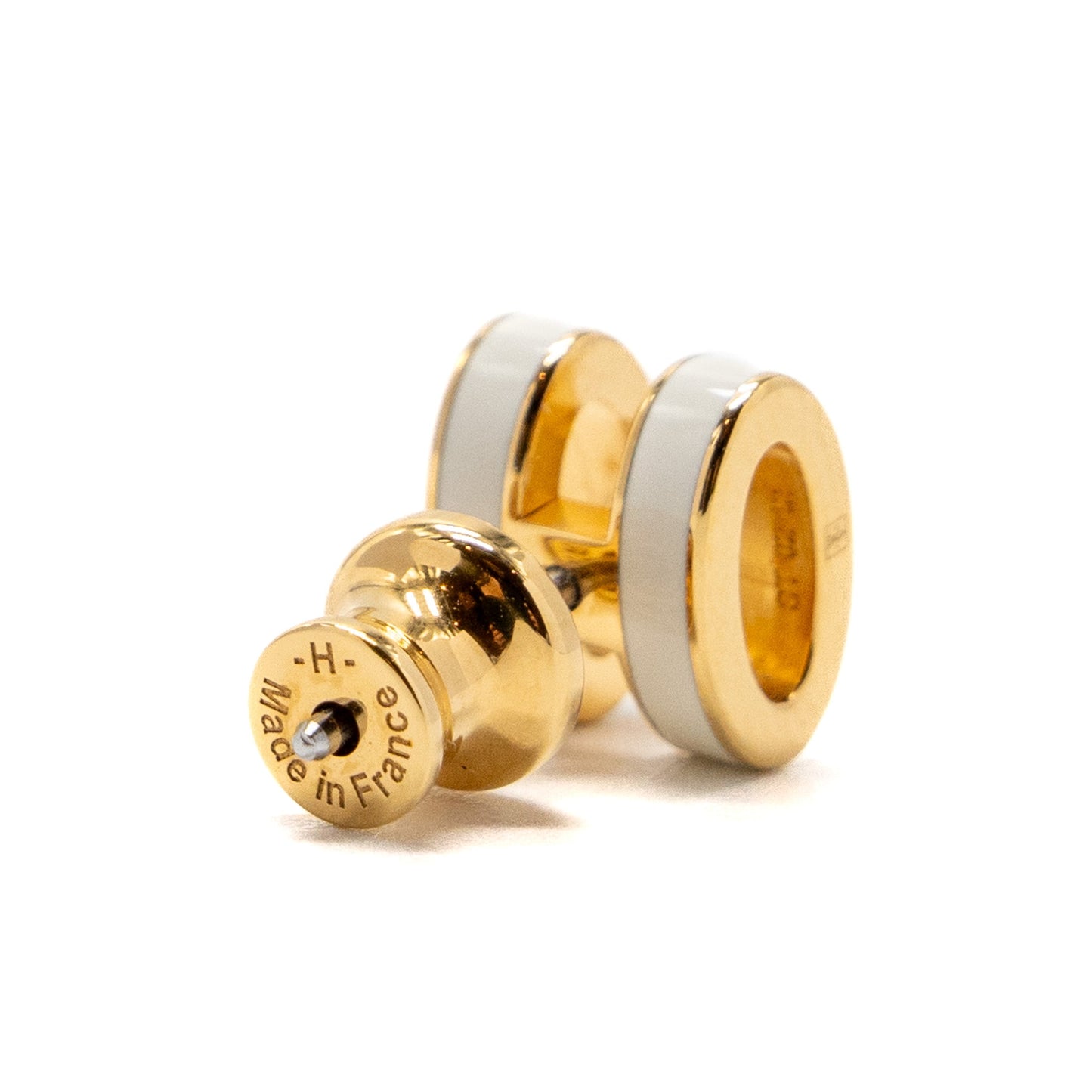 HERMES MINI POP H EARRINGS WHITE RGHW