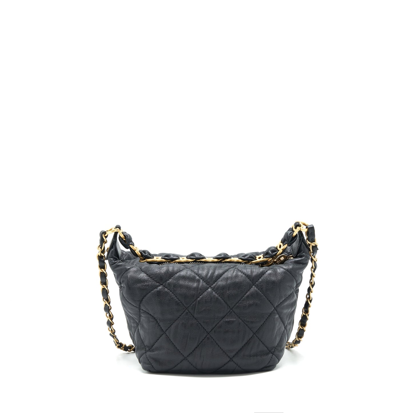 Chanel Hobo Crossbody Bag Lambskin Black GHW