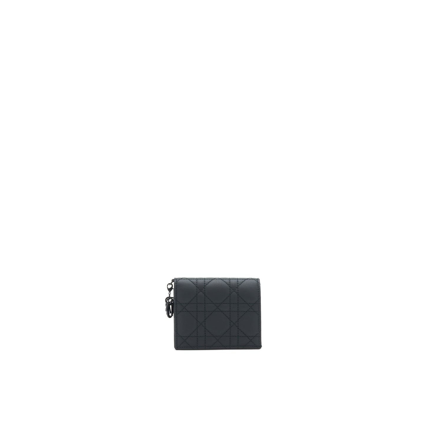 Christian Dior Ultra Matte Black Cannage Quilted Leather Lady Dior Card Holder