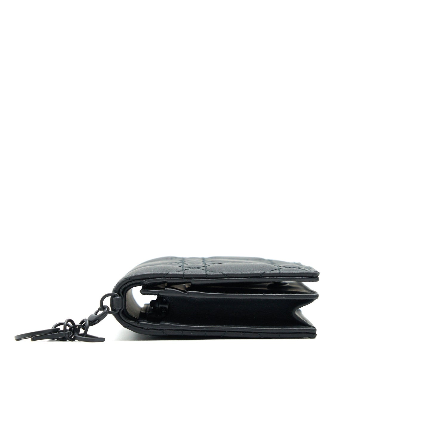 Christian Dior Ultra Matte Black Cannage Quilted Leather Lady Dior Card Holder