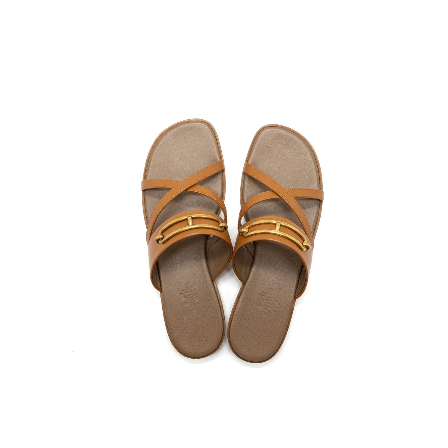 Hermes size 38.5 Claire sandal calfskin gold GHW