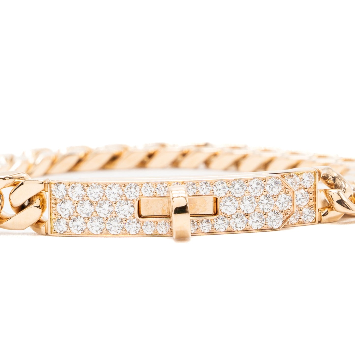 HERMES SIZE ST KELLY GOURMETTE BRACELET ROSE GOLD DIAMONDS