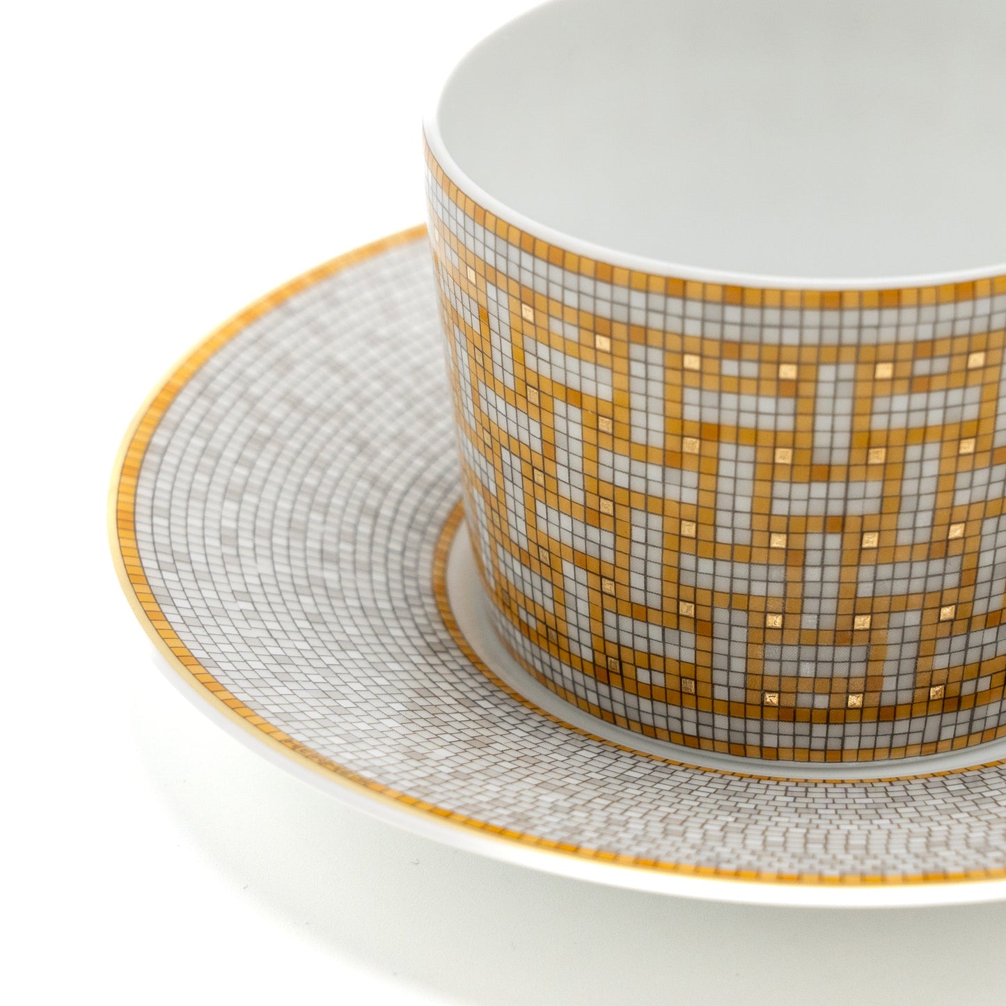 Hermes Mosaique Au 24 Gold Tea cup and Saucer