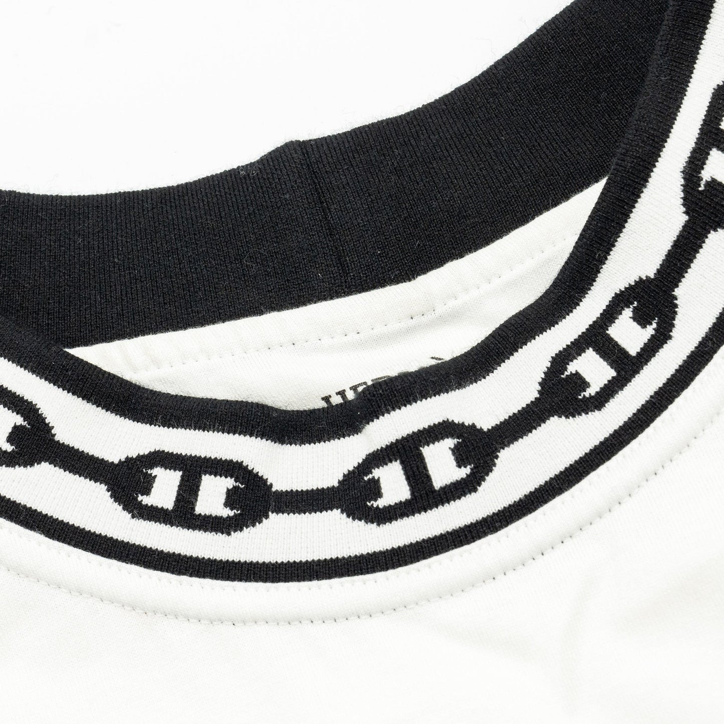 Hermes Size 42 Robe Detail Chaine Ancre Jersey Dress Cotton White/Black