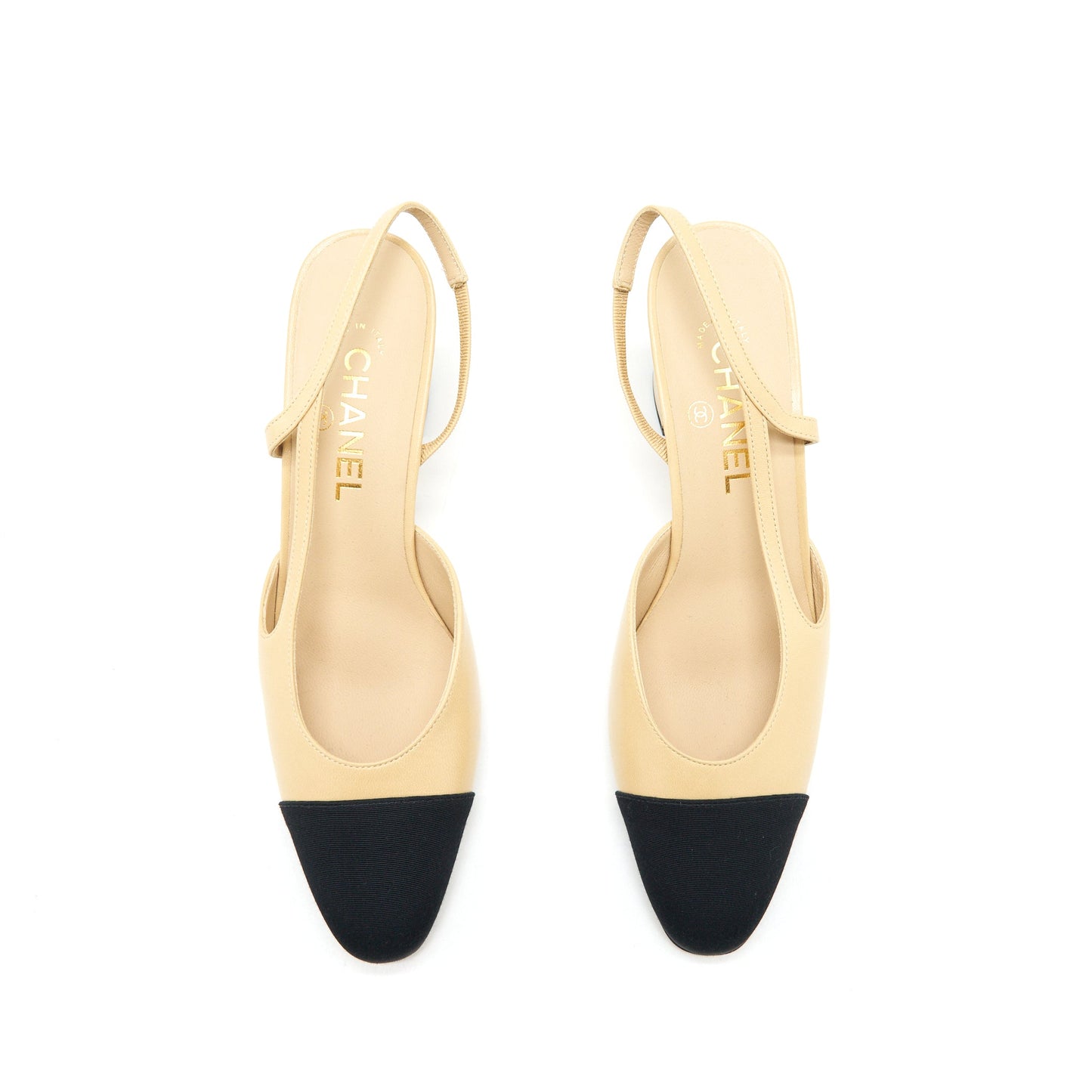 Chanel size 39 Slingback Pumps Beige / Black