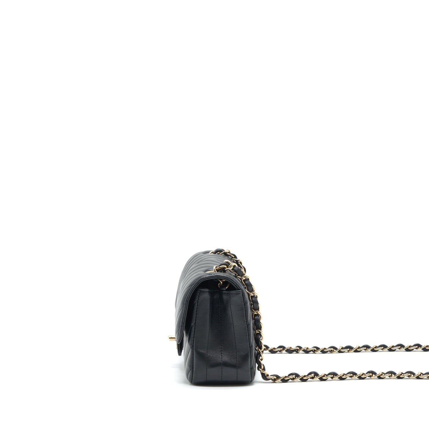 Chanel Chevron Mini Rectangular Flap Bag Black LGHW