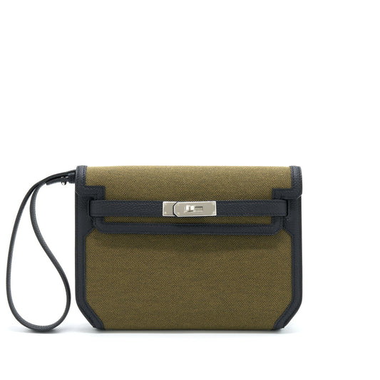 Hermes Pochette Kelly Depeches Canvas And Leather Multicolour SHW Stamp Z