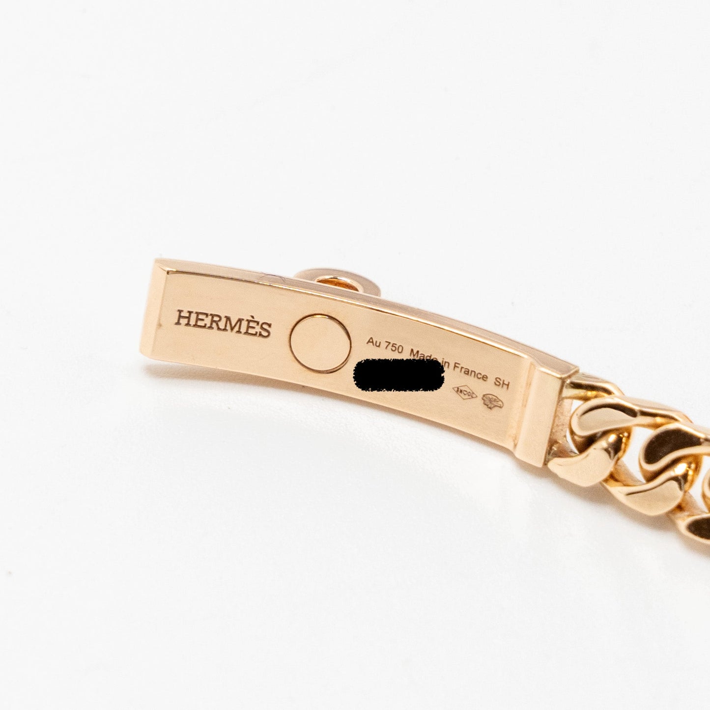Hermes Size SH Kelly Gourmette Bracelet Rose Gold diamonds