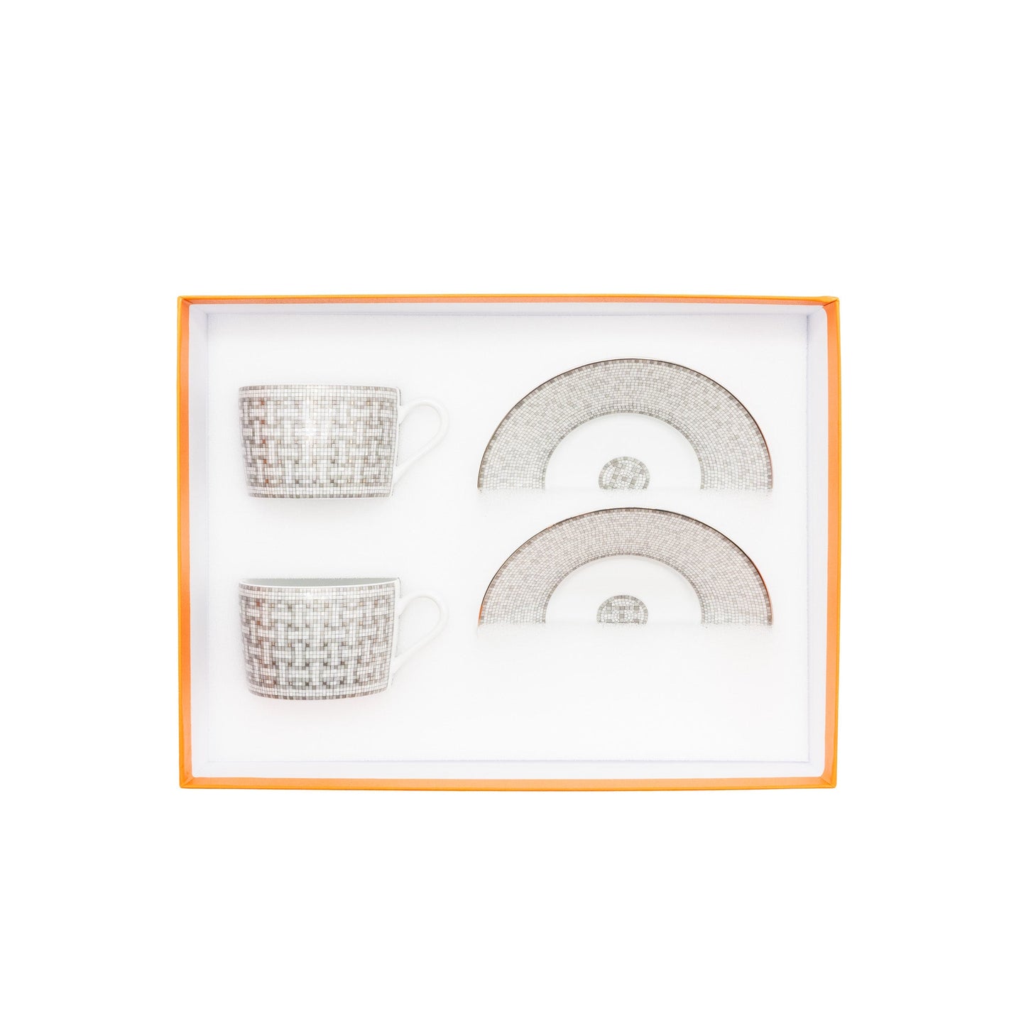HERMES MOSAIQUE AU 24 PLATINUM TEA CUP AND SAUCER