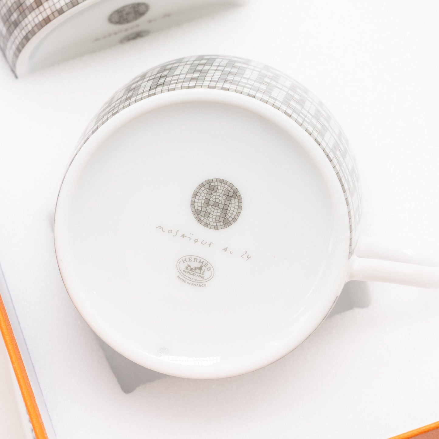 HERMES MOSAIQUE AU 24 PLATINUM TEA CUP AND SAUCER