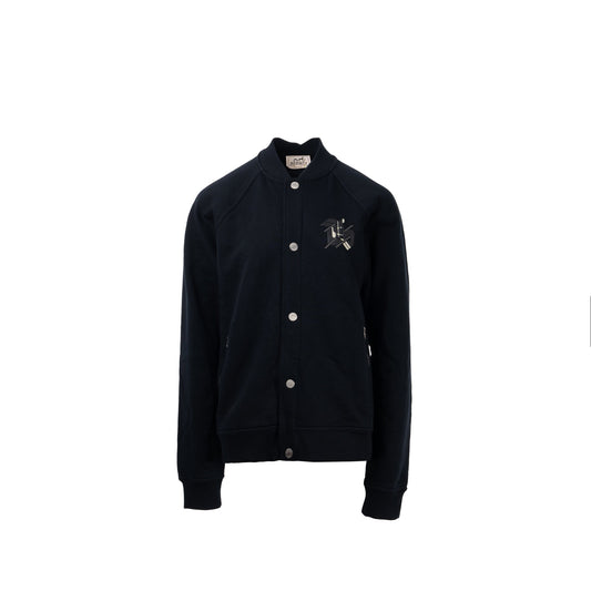 Hermes size M Patch Cuir Jacket Cotton Marine