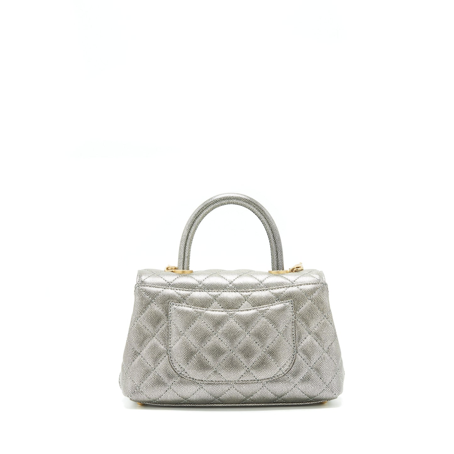 Chanel small coco handle 24cm Caviar Metallic Silver GHW