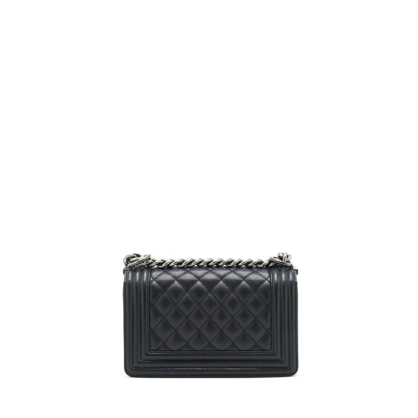 Chanel Small Boy Bag Caviar Black Ruthenium Hardware (Microchip)