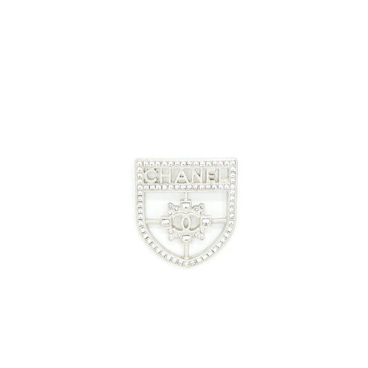 Chanel Shield Brooch With Crystals SHW