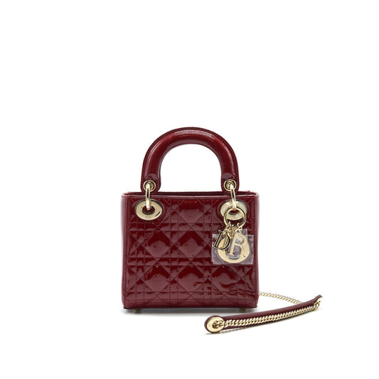 Christian Dior mini lady Dior Patent leather Red with